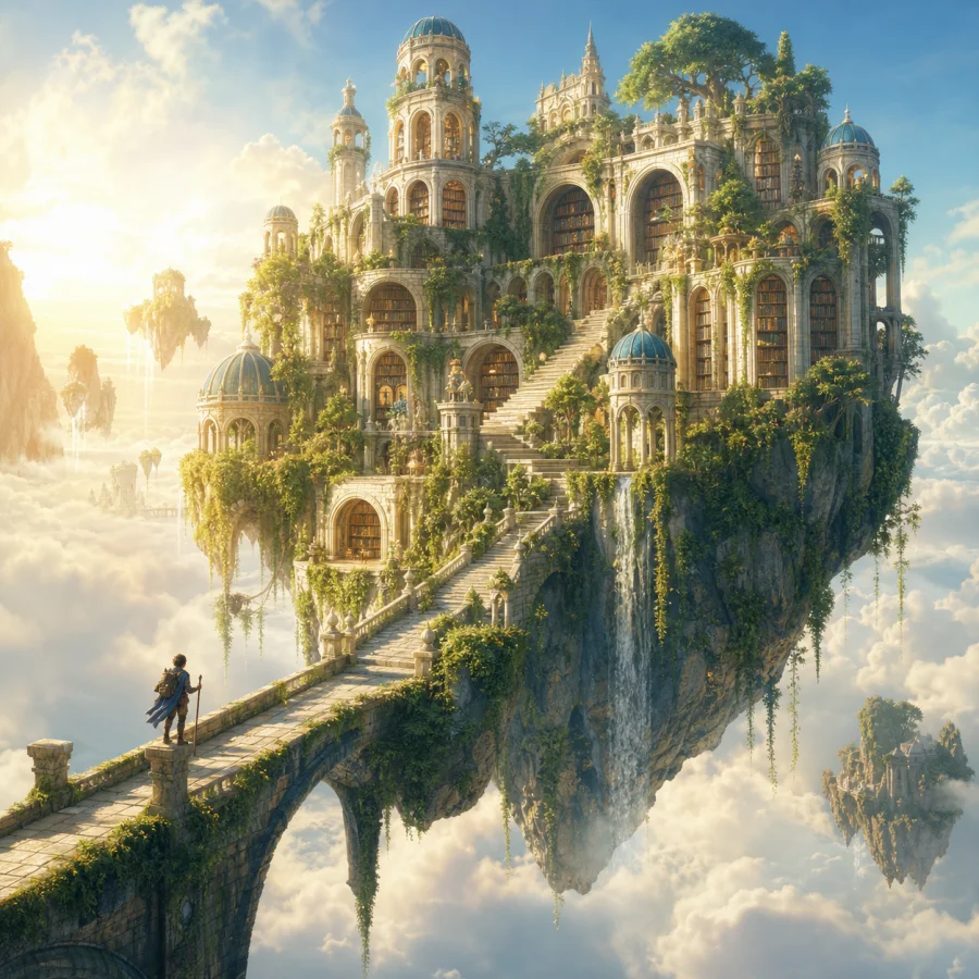 Surreal floating library